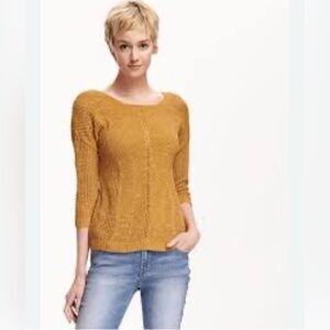 Old Navy Open Knit Pointelle Sweater Mustard Yellow Size Medium